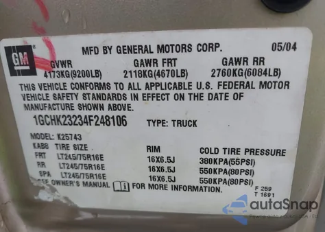 2003 GMC Sierra 2500Hd Slt z USA, uszkodzony, nr VIN 1GTHK23173F248762